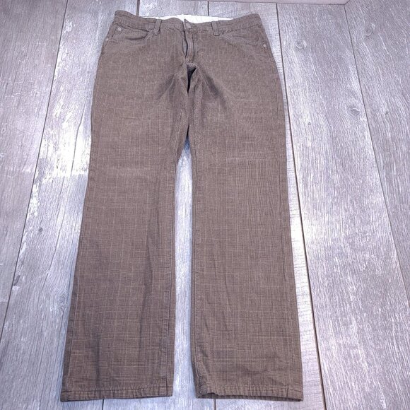Agave Pants Mens 35x32 Brown Pragmatist Classic Plaid Mid Rise Straight - Picture 2 of 10